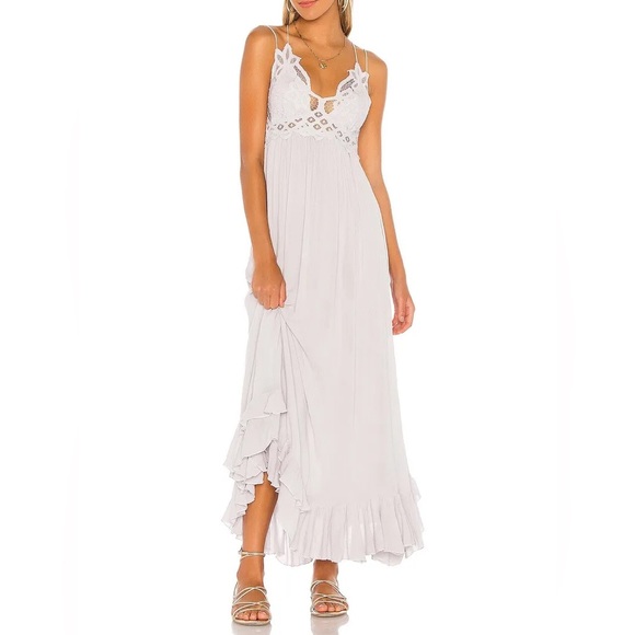 SOLD! ✨ NWOT Free People FP One Adella Maxi Slip Dress Stardust Light Lilac Grey - Picture 1 of 9